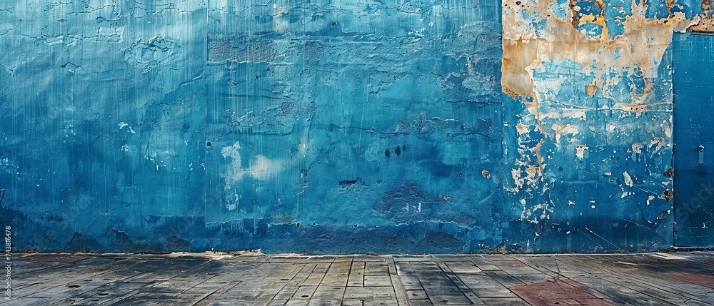 Aufkleber dark blue cement wall texture background with empty spaces