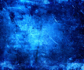 Blue grunge scratched background, damaged wall, distressed texture - 743817215