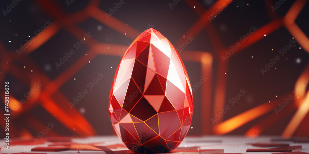 Poster red diamond-shaped object on table, suitable for various projects