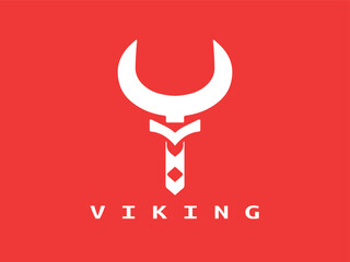 Viking Logo Design Vector Template. 