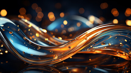 Abstract organic colorfull blue gold orange yellow waves and lines as wallpaper background