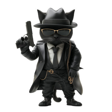 Gangster Cat Vector Black Cat Transparent Background