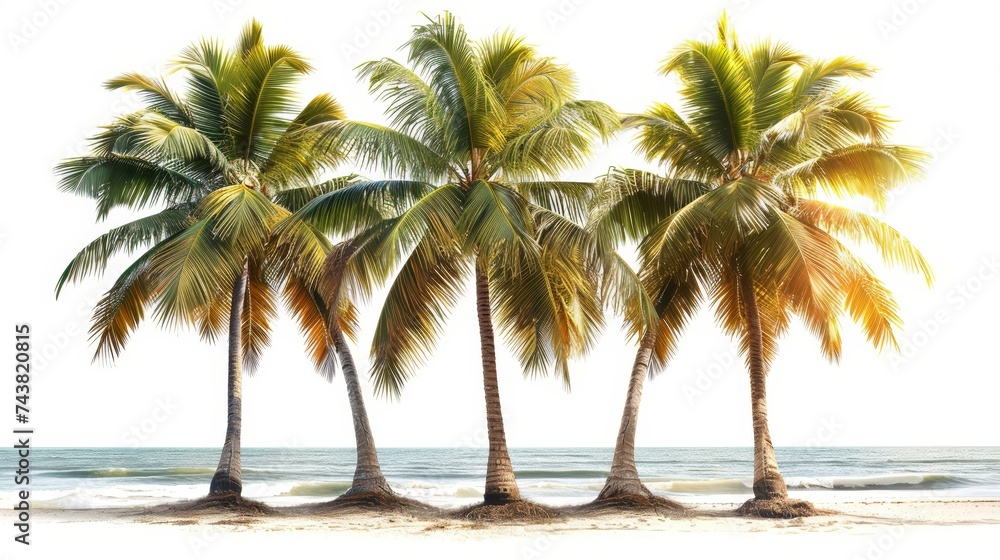 Poster an isolated coconut palm tree on a white background. this is a collection of palm trees.