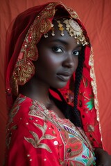 Professional Photography of a Supermodel in a Cultural Diversity Celebration Shoot, Wearing Traditional Attire, Generative AI
