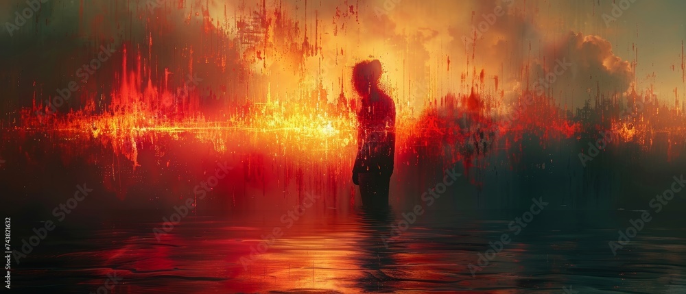 Poster stunning design abstract pixel glitch error video damage