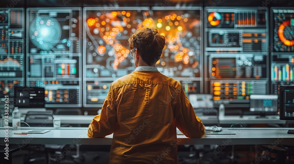 Fototapete The science and technology of big data. Scientists are able to analyze, visualize, and compute a complex data set on computers. Data mining, artificial intelligence, machine learning, and business