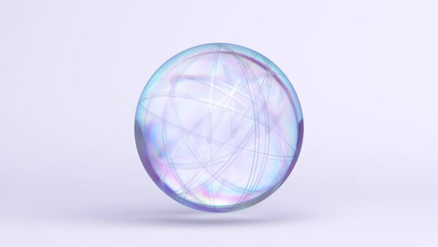 Abstract animation of a glass sphere, 3d render, 4k seamless looped video