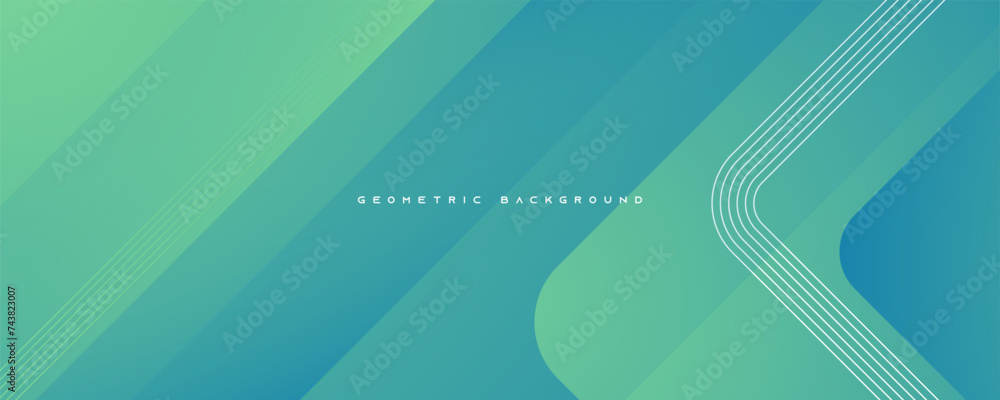 Wall mural abstract geometric shape background green gradient color banner design vector