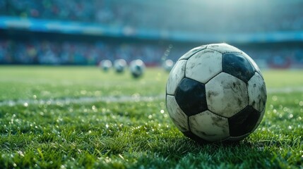 Football. Football players in a large stadium with full stands of fans during the championship. Football players in action. Generative AI. Stadium. Sport