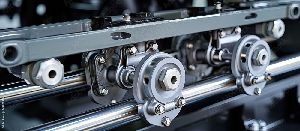 Poster this close-up photo showcases a machine covered with numerous gears for optimal performance and effi