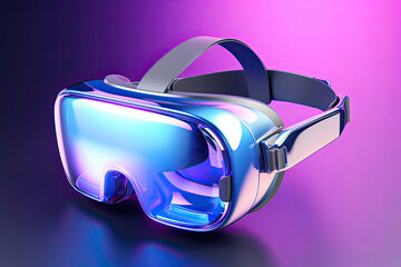 A virtual reality headset isolated on pink background. Mixed Reality Goggles. Headset. AR. VR.