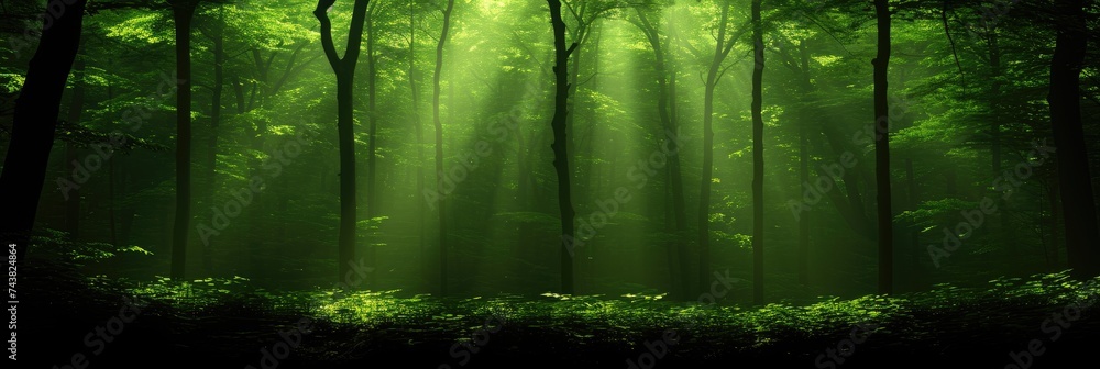Aufkleber vast forest teeming with an abundance of green trees, creating a harmonious and vibrant natural land