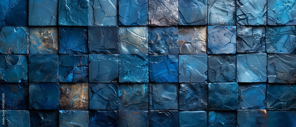 Poster A blue square background with abstract patterns