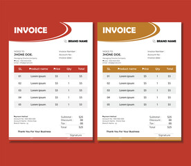 Business invoice design template a4 size white color background