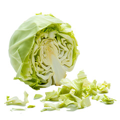 Chopped cabbage isolated, transparent background white background no background