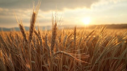 Golden wheat field, summer, agriculture, harvesting, cereal, nature, cultivation