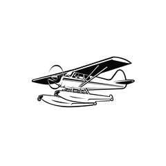 Sea plane vector isolated. Small amphibious plane vector art monochrome silhouette illustration © bonky