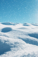 Fototapeta na wymiar Serene snow covered field under clear blue sky