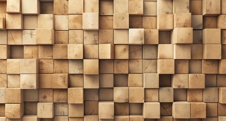 Abstract Wooden Cubes Texture Background 