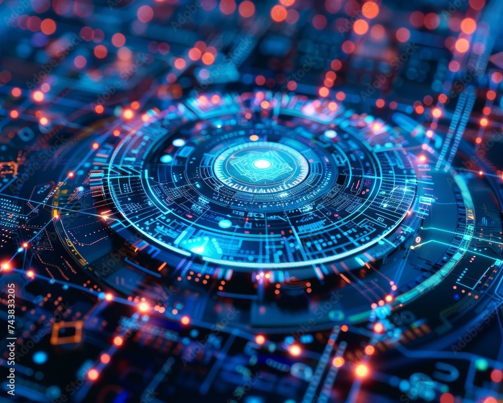 Aufkleber futuristic cyber technology and data network background