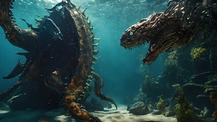 Sea Monsters Background Very Cool
 - obrazy, fototapety, plakaty
