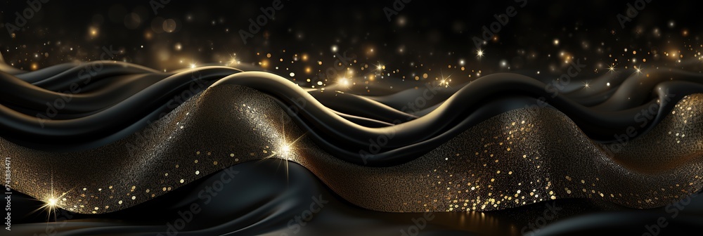 Aufkleber a black canvas adorned with golden stars, creating a mesmerizing and celestial atmosphere