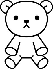 Cute teddy bear toy line icon. Cute stuffed toy symbol. Coloring book for children. Vector illustration in outline style.
