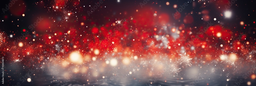 Poster vibrant red and pristine white hues dance across the background as delicate snow flakes gently drift