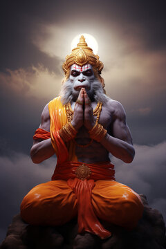 Digital art visualization of Hindu Lord Hanuman