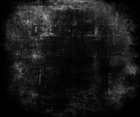 Dark grunge scratched background with frame, distressed scary texture - 743836063