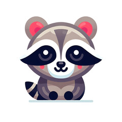 Fototapeta premium flat vector logo of raccoon , flat logo of raccoon , flat vector logo of cute raccoon flat vector logo of raccoon , flat logo of raccoon , flat vector logo of cute raccoon , Cute Racoon Illustration, 