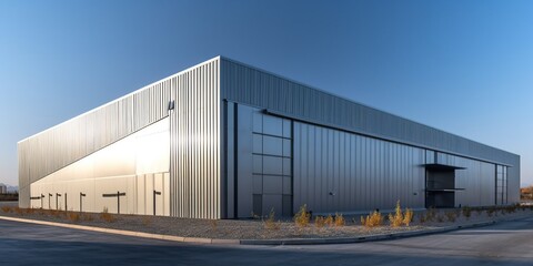Fototapeta na wymiar Large warehouse exterior, industry building