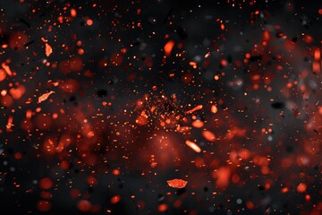 Red magic particles on dark background for high quality overlay effects.