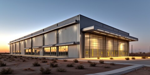 Fototapeta na wymiar Large warehouse exterior, industry building