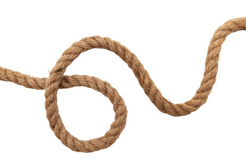 Jute. Twisted linen rope on a white background. Rope