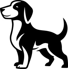 beagle dog black and white logo illustration