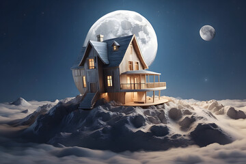 house above the sky in beautiful night time