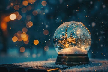 Snowglobe In Eve Night   Wish Concept   Abstract Defocused Background
