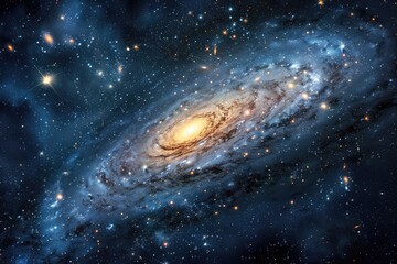 Galactic panorama with stars  nebula  and galaxies.