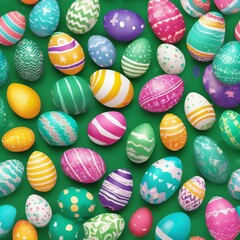 Fototapeta na wymiar Easter eggs painted painted lot set