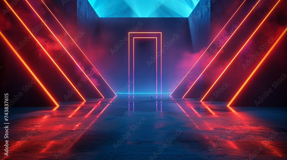 Aufkleber the design of a stage with an orangered light that lights up up generated by ai