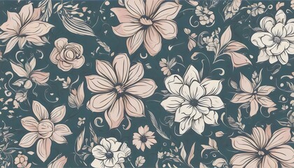 Elegant Floral Pattern on Dark Background