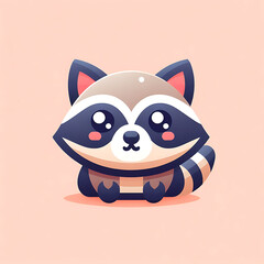 Fototapeta premium flat vector logo of raccoon , flat logo of raccoon , flat vector logo of cute raccoon flat vector logo of raccoon , flat logo of raccoon , flat vector logo of cute raccoon , Cute Racoon Illustration, 