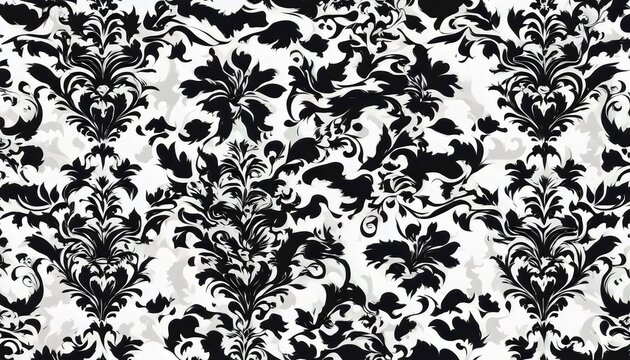 Elegant Black and White Floral Damask Pattern
