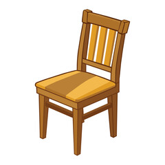 Vector of illustration wooden Oak Chair on white.