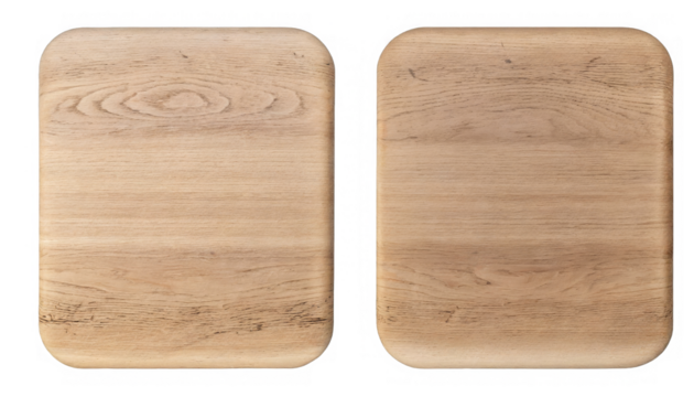new rectangular wooden cutting board, top view, isolated