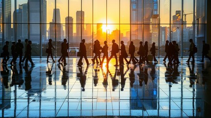 Fototapeta premium Group of People Standing in Front of Window