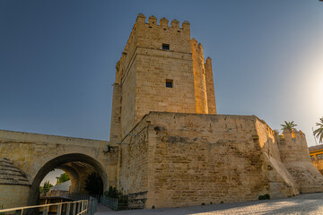 Cordoba, Spain, Andalusia. Callahora Tower and Roman Bridge on Guadalquivir river.