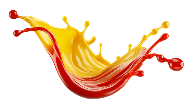 Red paint splash. Tomato, Strawberries. Tomato ketchup sauce splashes or red liquid tomato juice, , isolated on a transparent background. PNG cutout or clipping	
