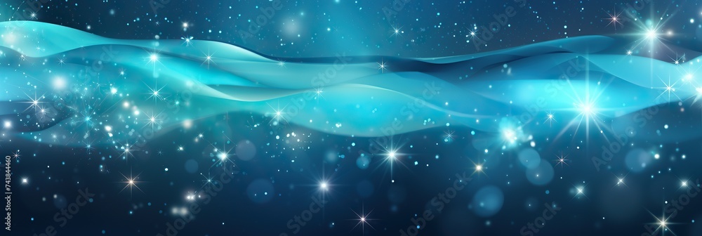Fototapete blue background adorned with twinkling stars and gently undulating waves, creating a mystical and se